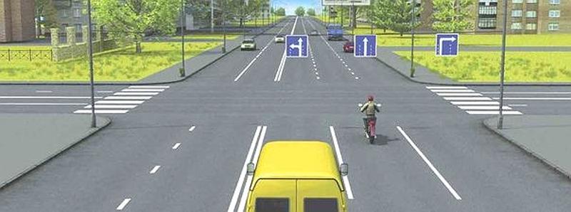 Вопрос №4 билета №14: Вам можно продолжить движение по крайней левой полосе на автобусе: