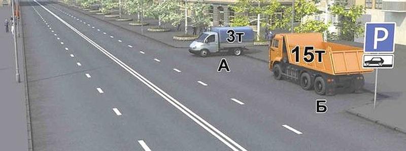 Вопрос №12 билета №24: Кто из водителей грузовых автомобилей нарушил правила стоянки?