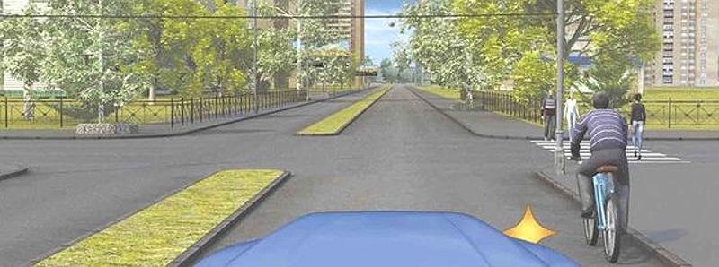 Вопрос №14 билета №25: При повороте направо Вы должны уступить дорогу: