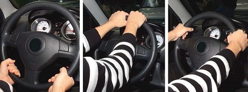 Вопрос №20 билета №27: На каком рисунке показано правильное положение рук на рулевом колесе?