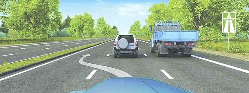 Вопрос №16 билета №29: Можно ли Вам, управляя грузовым автомобилем с разрешенной максимальной массой более 3,5 т, осуществить опережение в данной ситуации?