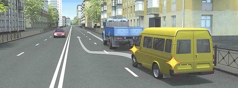 Вопрос №1 билета №33: Какой маневр намеревается выполнить водитель маломестного автобуса?