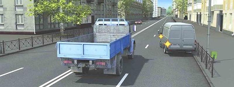 Вопрос №8 билета №34: Можно ли водителю автомобиля в данной ситуации начать движение от тротуара?