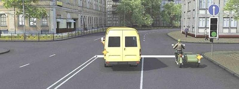 Вопрос №13 билета №8: Кто из водителей, выполняющих поворот, нарушит Правила?